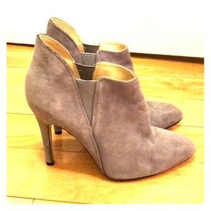 Gray suede booties - fall staple heels